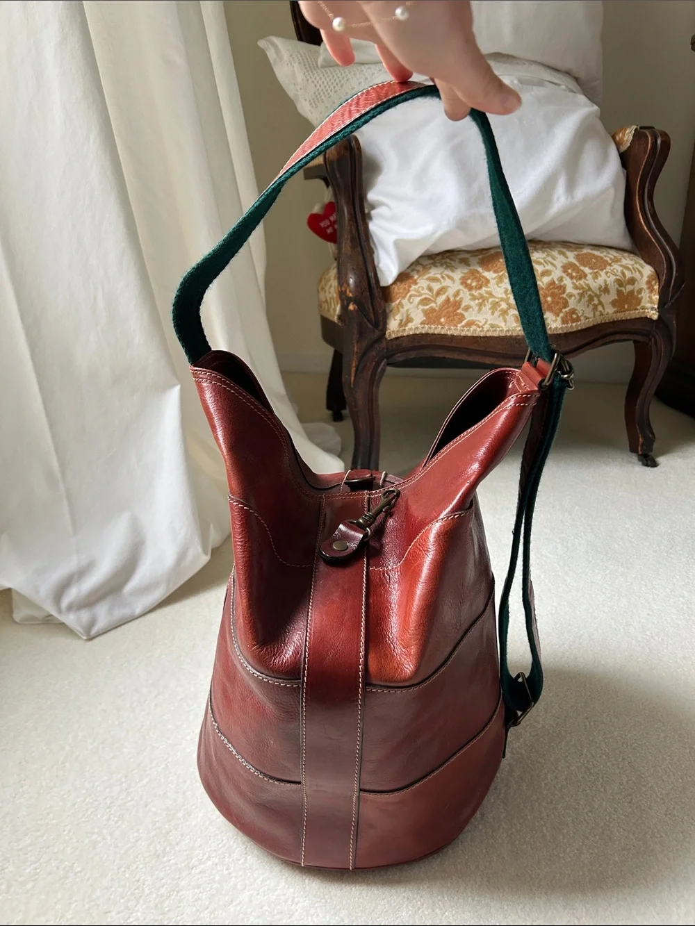 Dooney & Bourke Burgundy Leather Sling Duffel